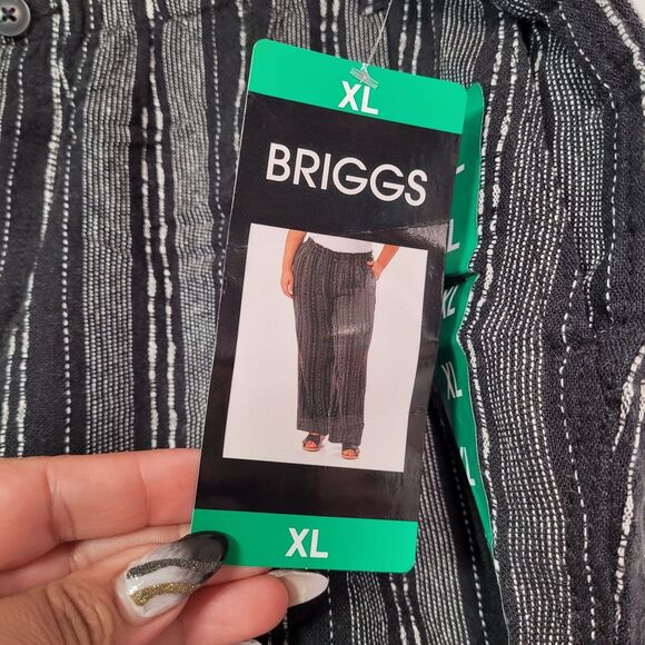 Briggs Women's Linen Blend Pull-On Pants Black Stripe Size X-Large - Picture 7 of 15
